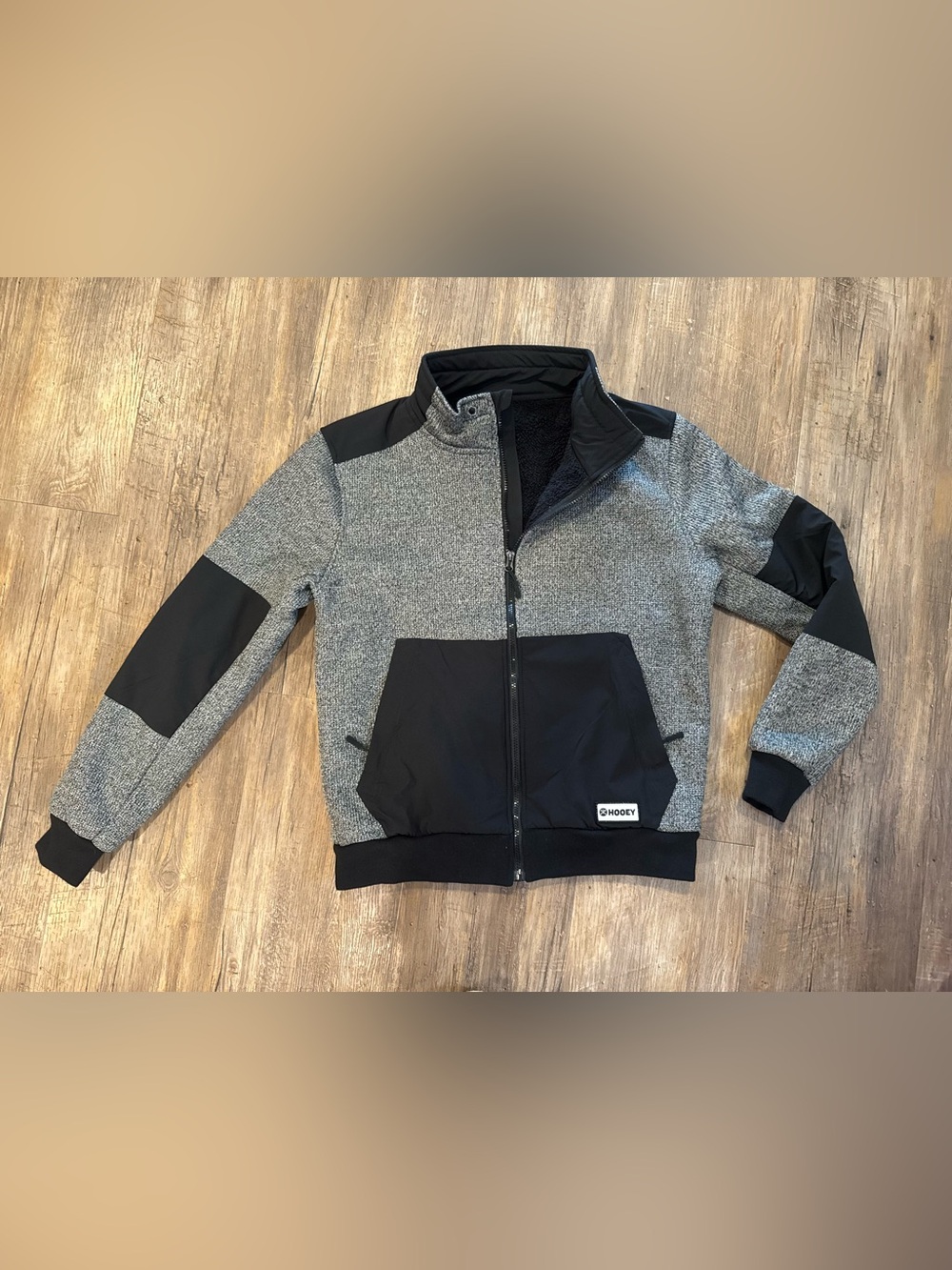 NWOT Hooey Men's Gray & Black Tech Fleece Zip-Front Western Outdoors Jacket Sz M